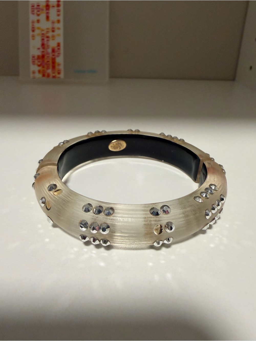Alexis Bittar Lucite Swarovski Crystal cuff hinged bracelet (1/2 matching).